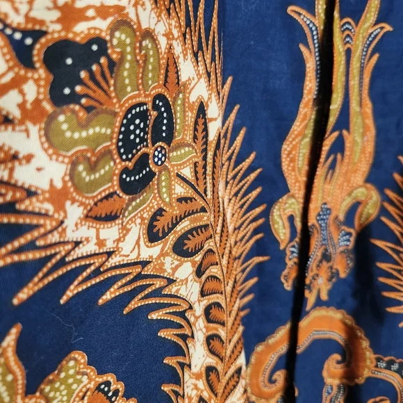 MEN'S BATIK SOGA BUTTON DOWN FULLY LINED SHIRT NAVY BROWN SIZE XXL LIKE NEW - Picture 3 of 9